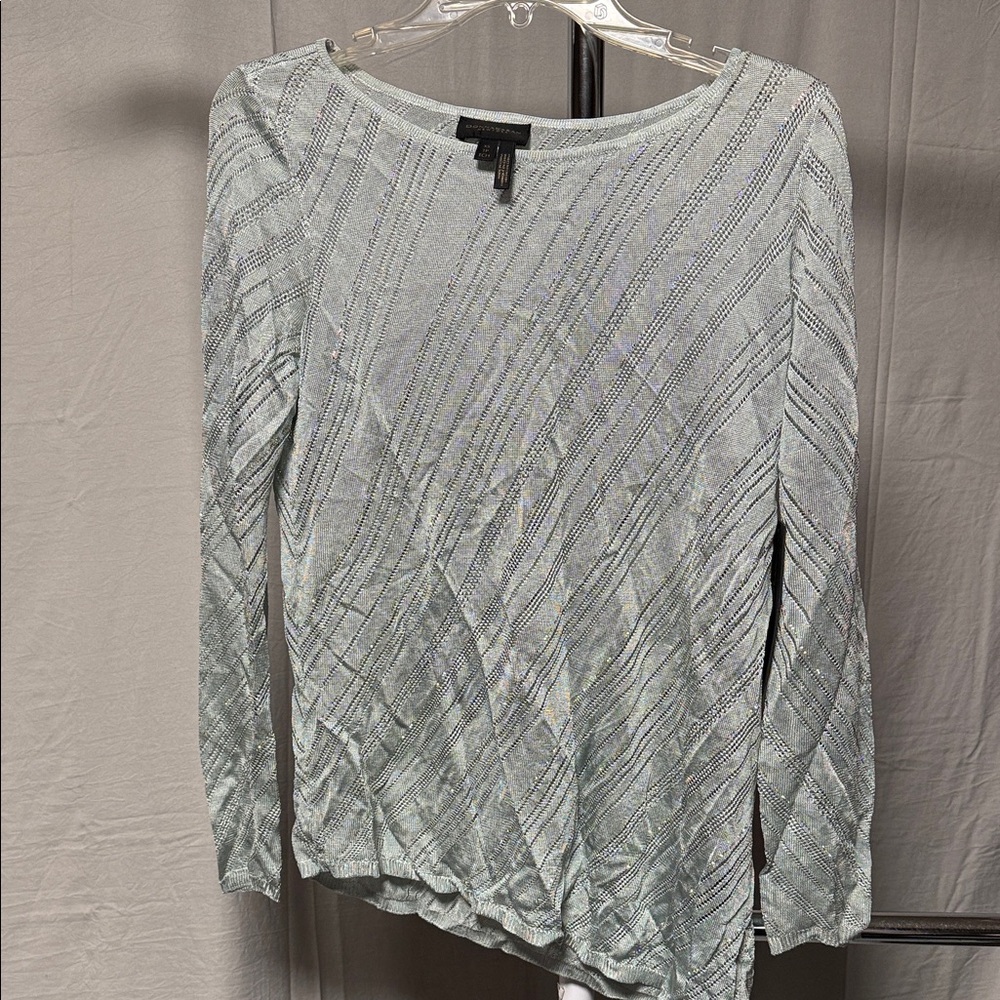 Donna Karan Silver Diagonal Pattern Blouse